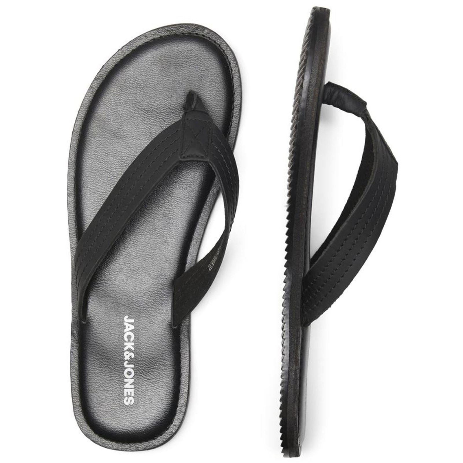 Jack & Jones Washton Leather Men's Anthracite Flip Flops
