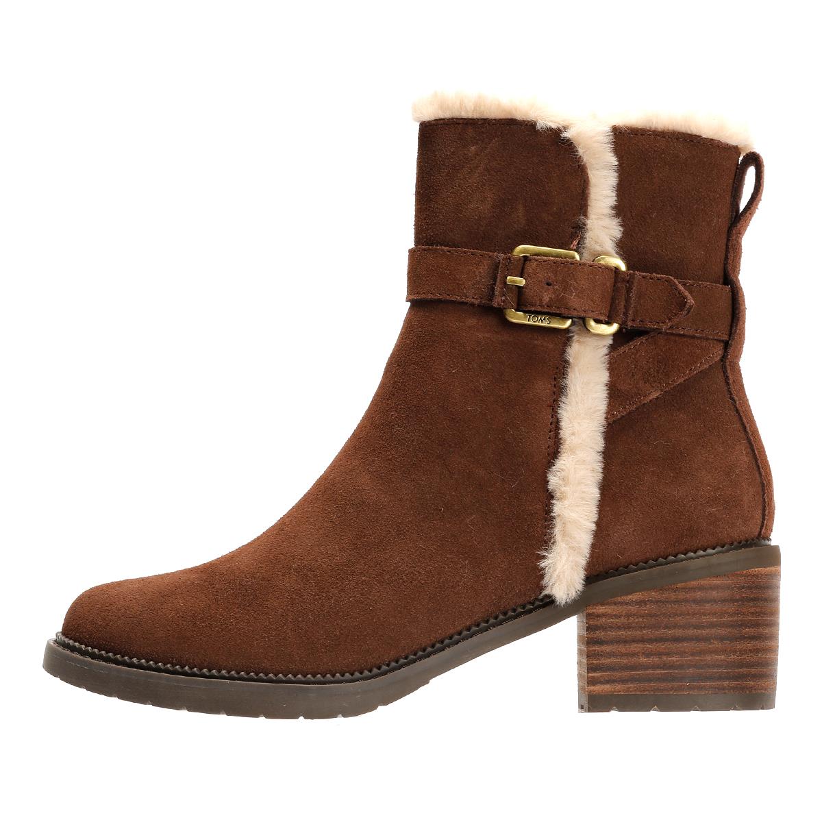 TOMS Hailey Buckle Suede Women's Dark Brown Boots