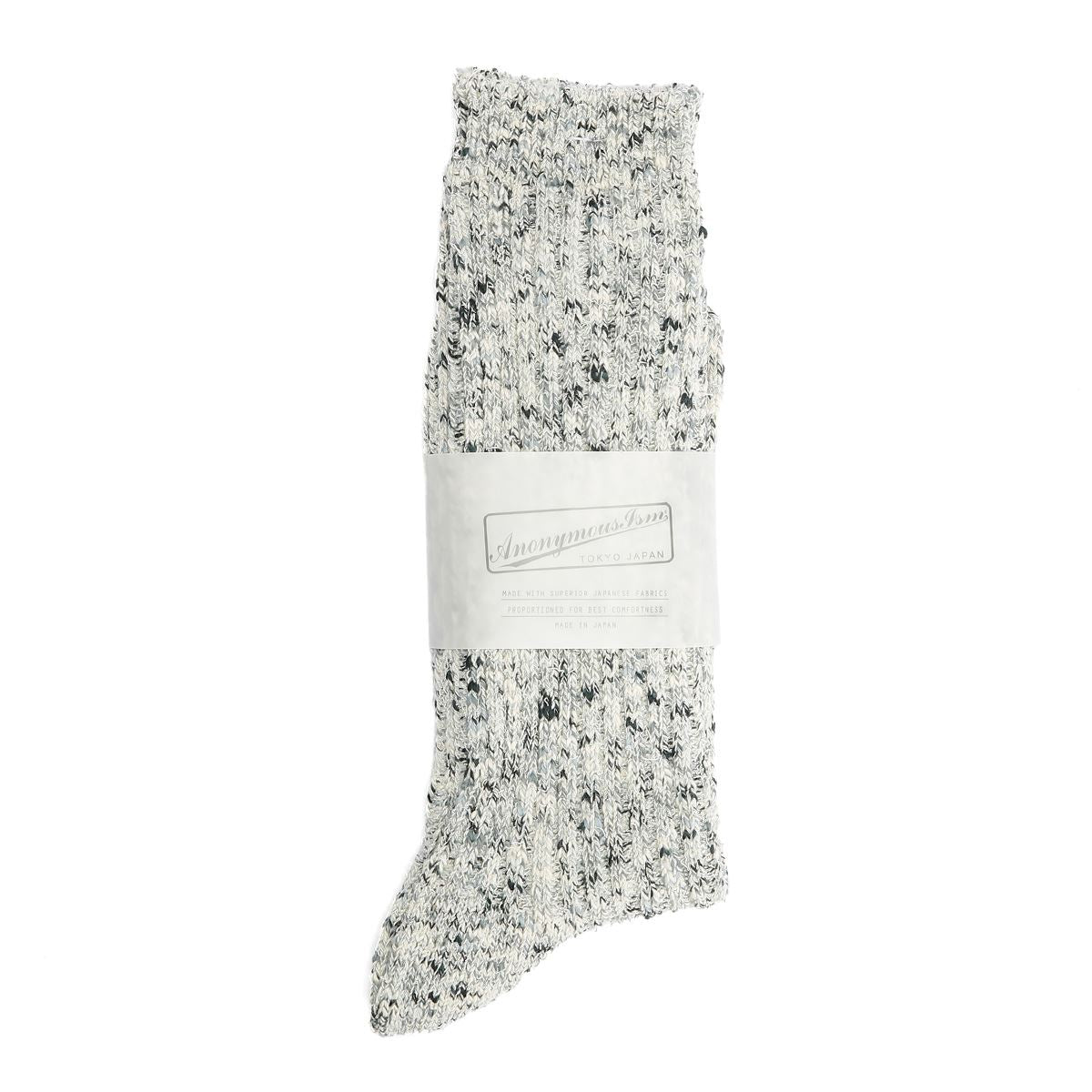 Anonymous Ism Homespun Art Yarn Crew Cotton Men's White/Black Calf High Socks