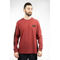 Caterpillar Trademark Banner Long Sleeve Cotton Men's Red T-Shirt
