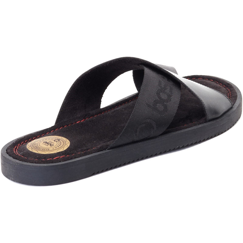 Base London Webb Leather Men's Black Sandals