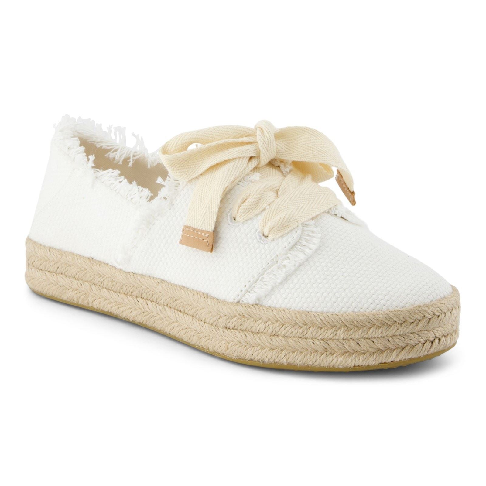 TOMS Carolina Lace Up Cotton Women's White Beachside Espadrilles
