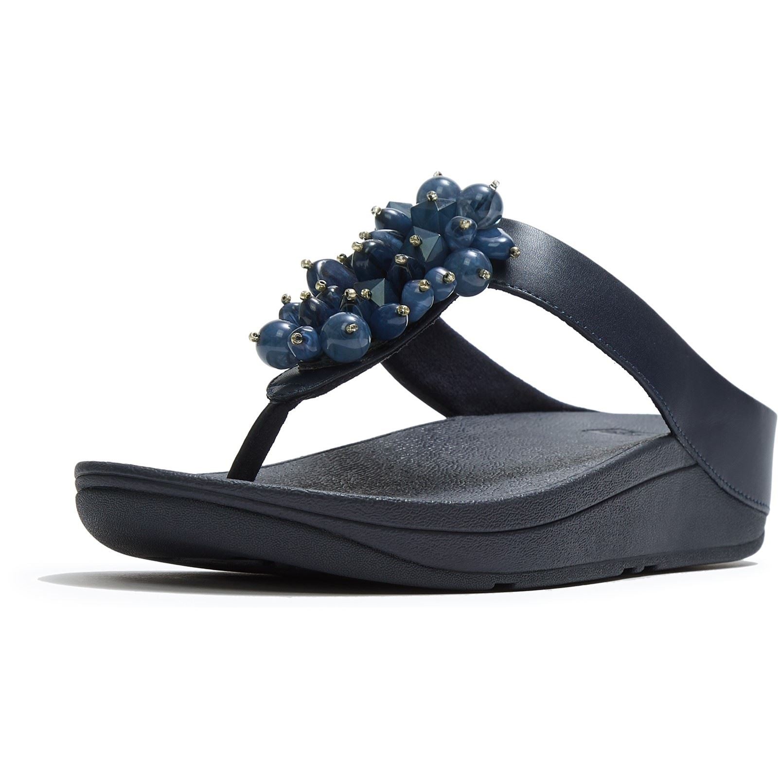 Fitflop Fino Toe-Post Polyurethane Women's Midnight Navy Sandals
