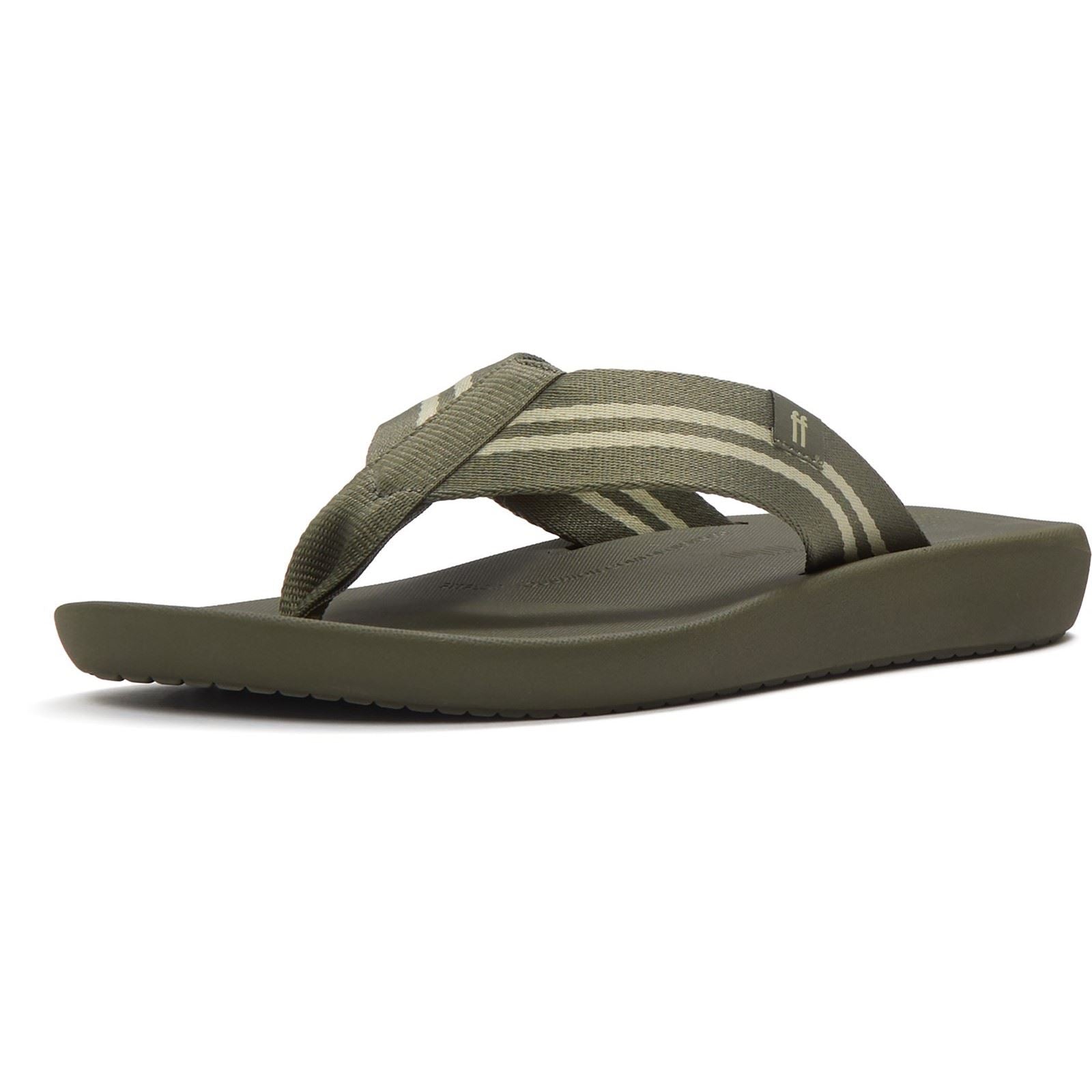 Fitflop iQushion Polyester Men's Deep Olive/Sage Green Flip Flops