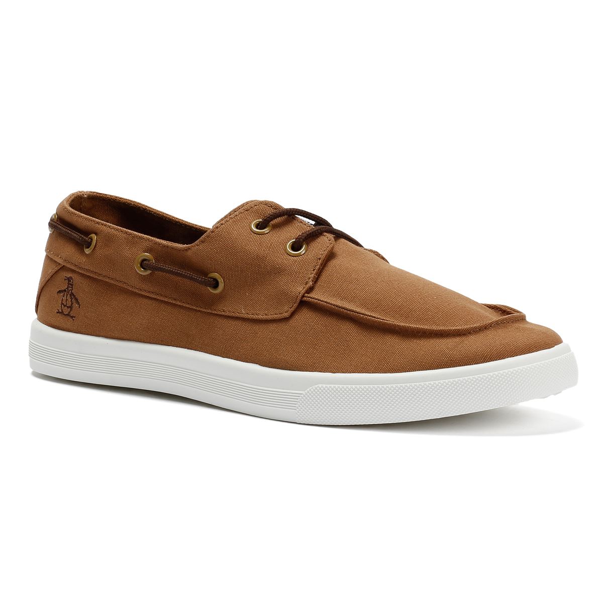 Penguin Sailor Canvas Men's Tan Lace-Up Shoes