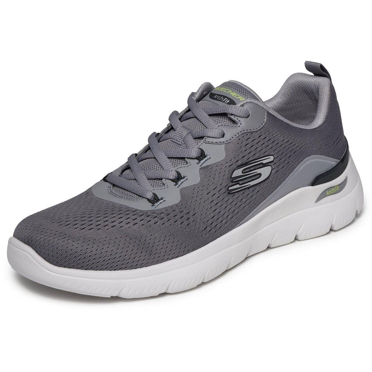 Skechers Arch Fit Summits Kravel Textile Men's Charcoal Mesh/Lime Trim Trainers