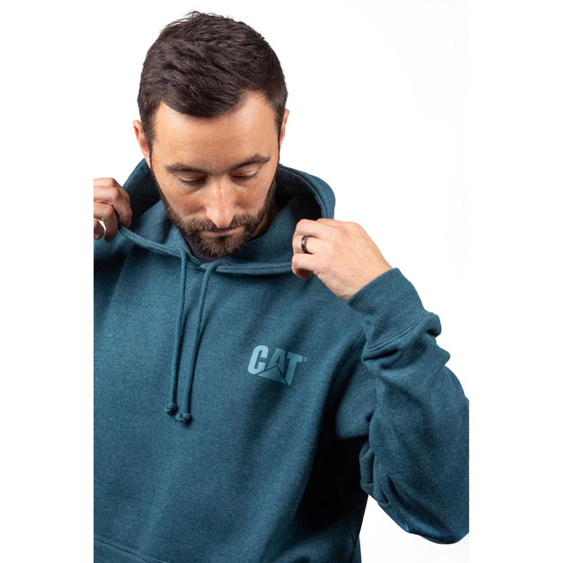 Caterpillar Trademark Banner Cotton Men's Blue Hooded Sweatshirt