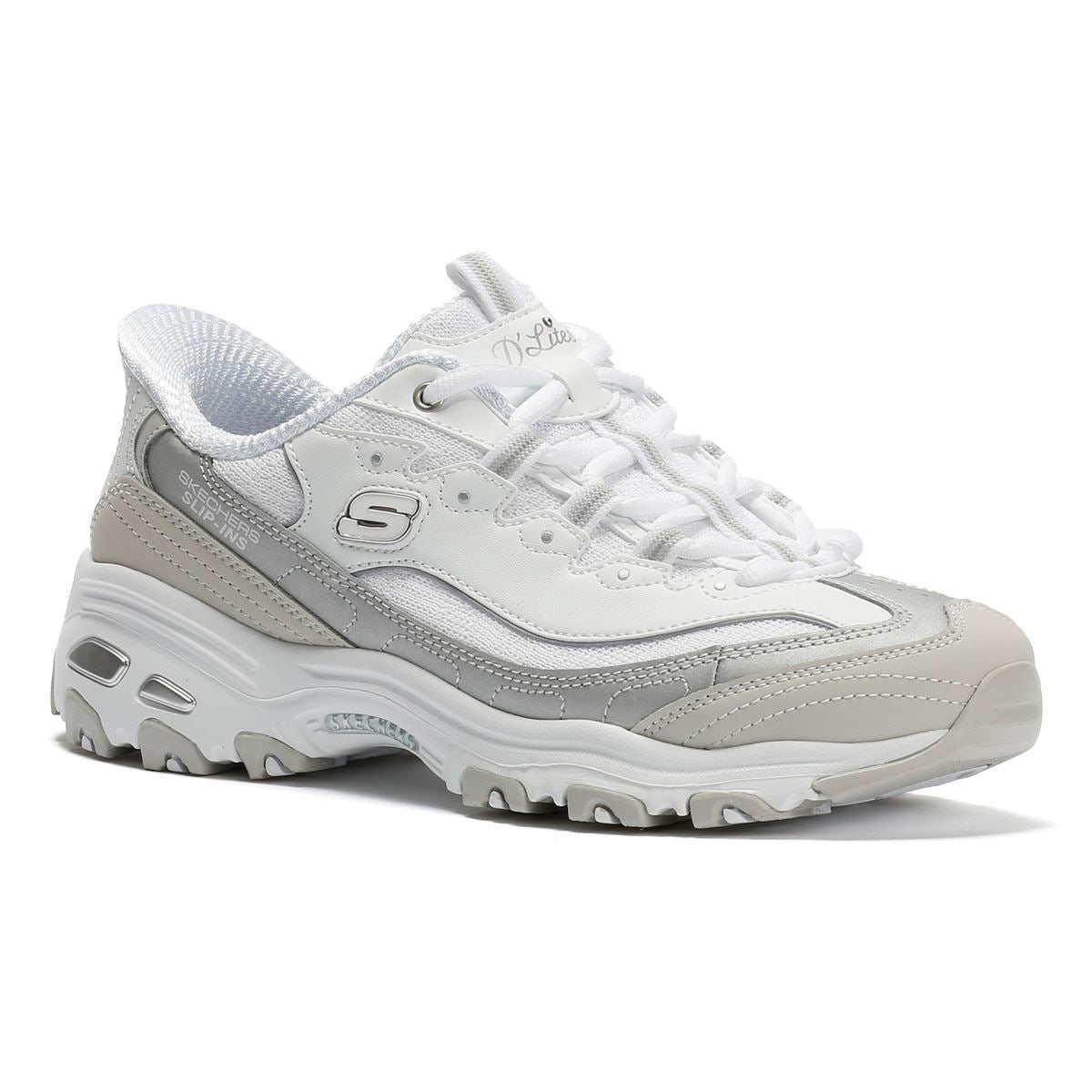 Skechers Slip-Ins D'Lites Smooth Women's Silver/White Trainers