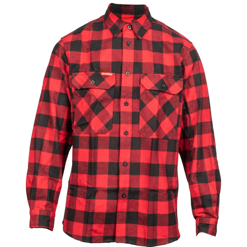 Hard Yakka Long Sleeve Check Flannel Cotton Men's Red Casual Shirt
