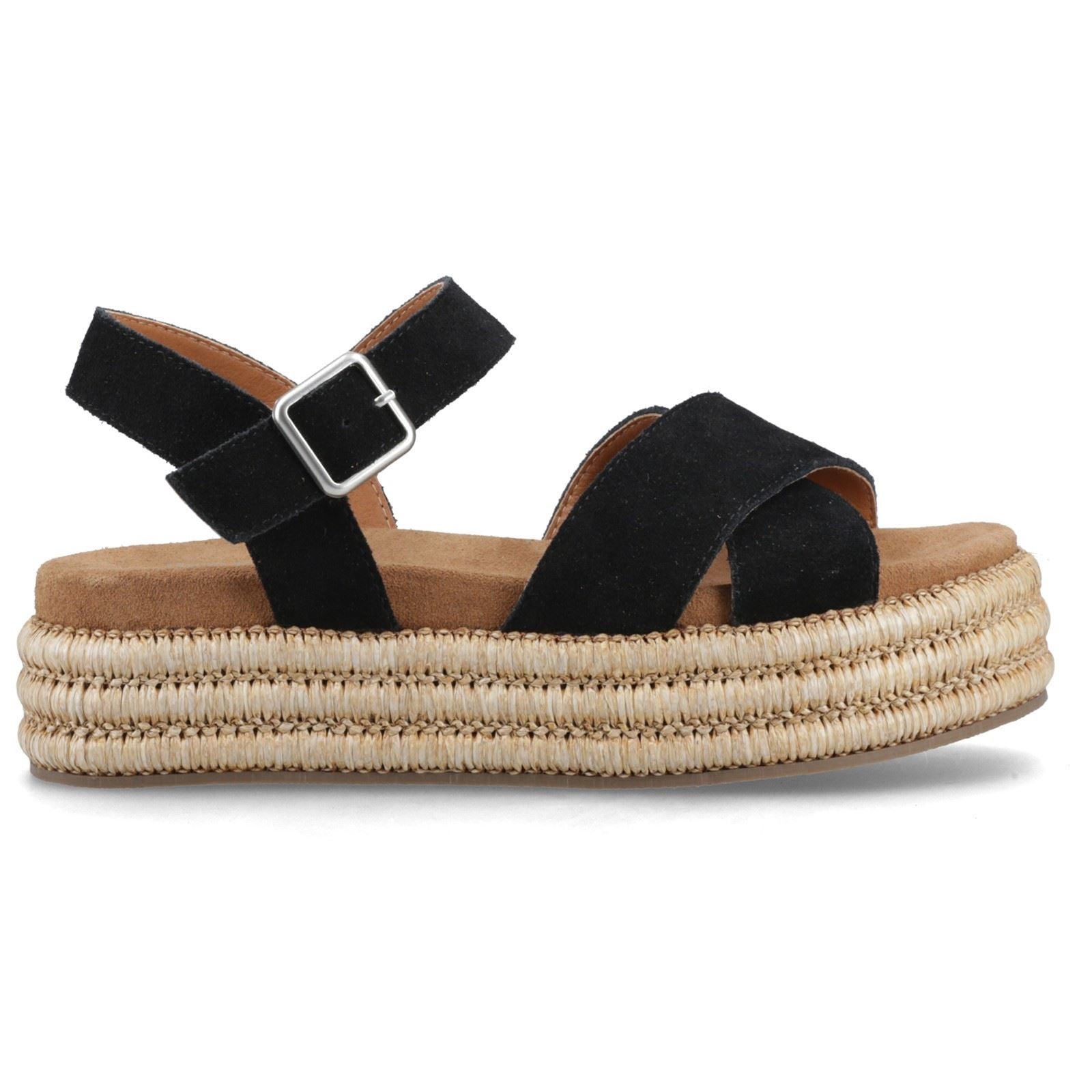 Hush Puppies Rosa Rafia Leather Women's Black Sandals