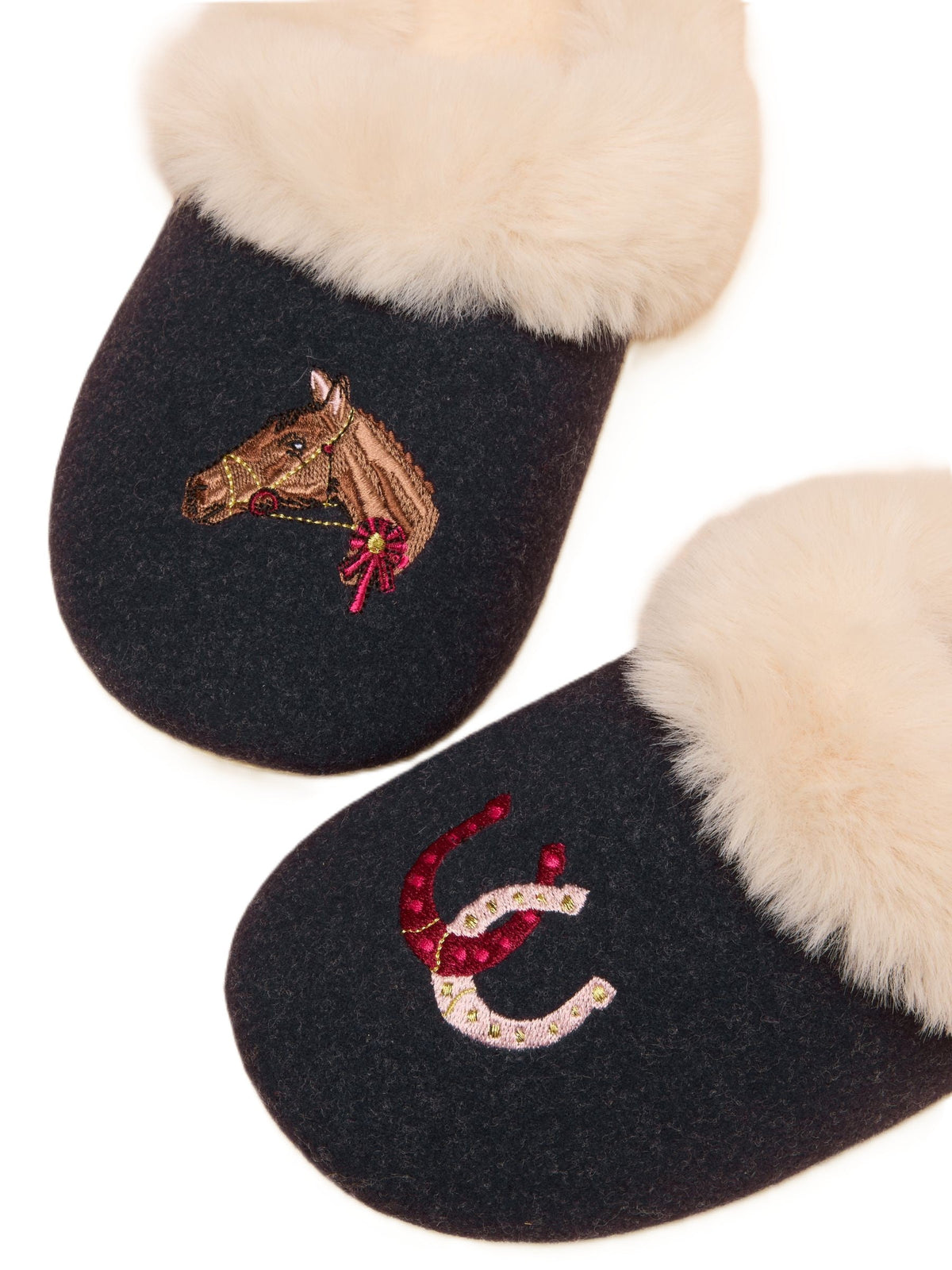Joules Slippet Luxe Horse Women's Navy Slippers