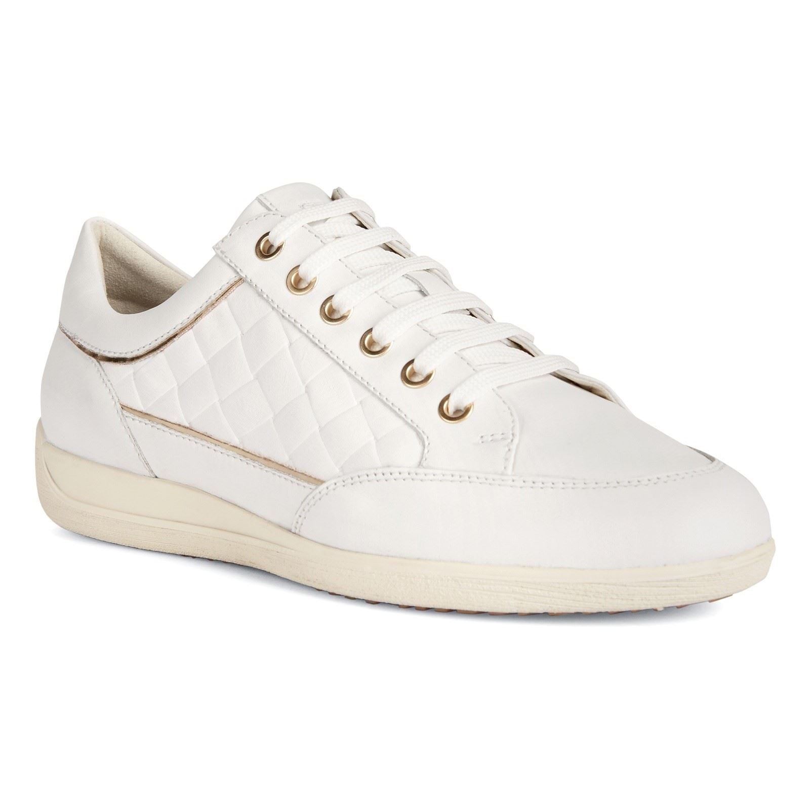 Geox D MYRIA Faux Leather Women's White Trainers