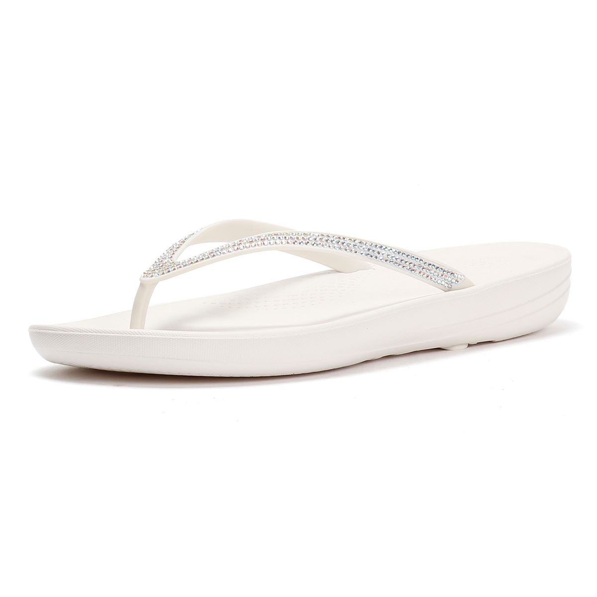 FitFlop Iqushion Sparkle Women's Urban White Flip Flops