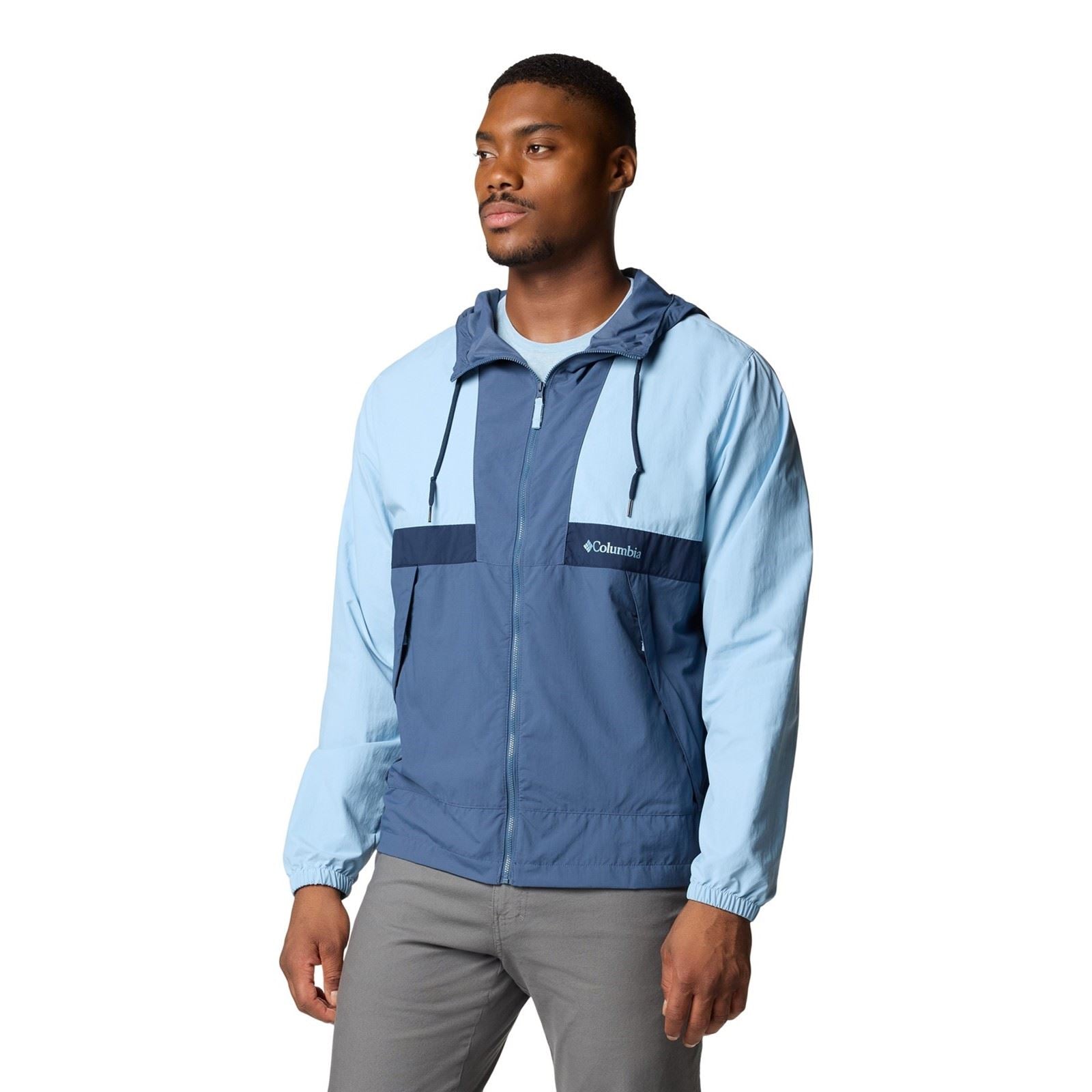 Columbia Spire Valley Hooded Windbreaker Men's Blue Windbreaker Jackets