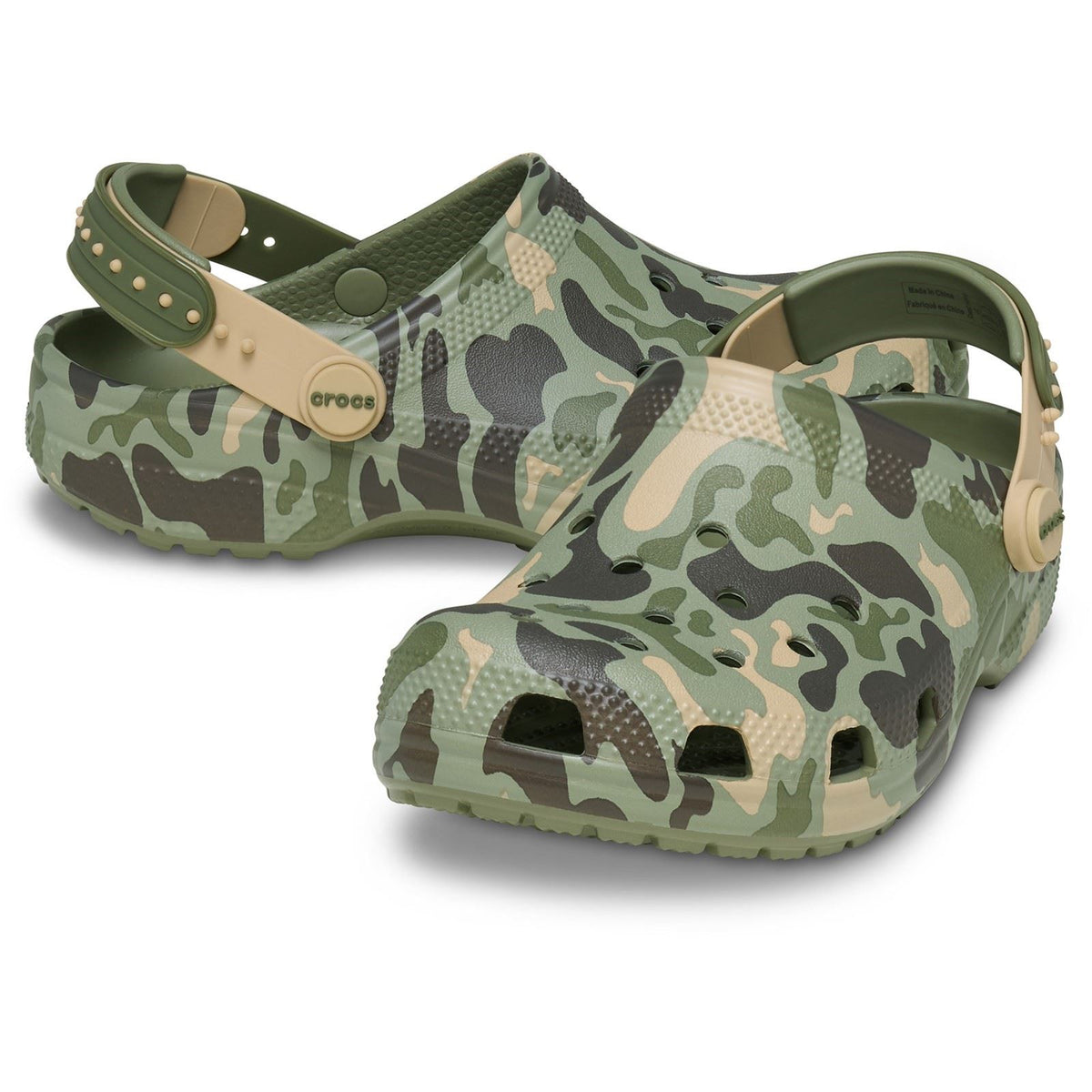 Crocs Classic Strap-Back Camo EVA Boy's Cargo/Multi (Backstrap GLOW) Casual Shoes - Clogs