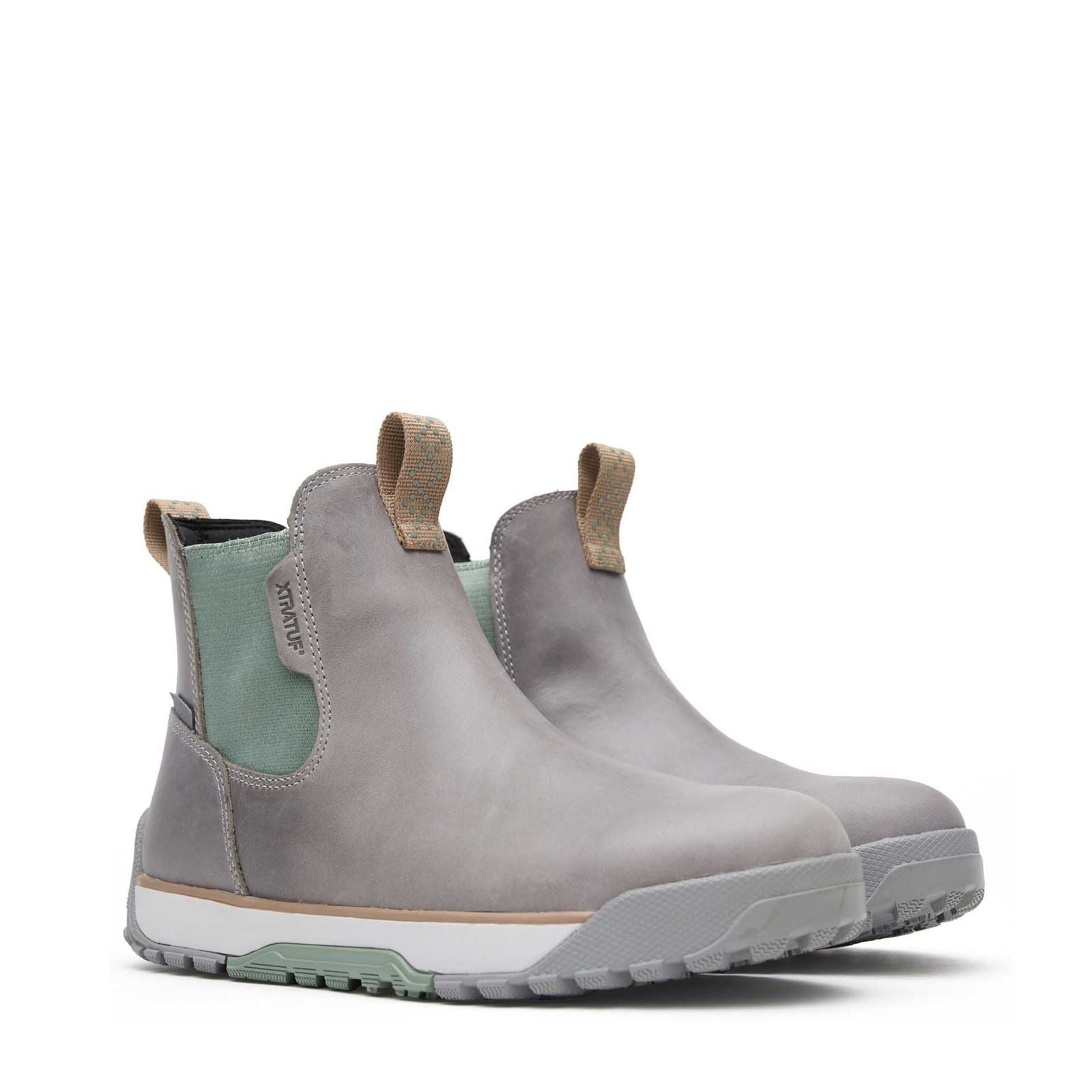 Xtratuf Ankle Deck Leather Leather Women's Grey/Iceberg Wellington Boots