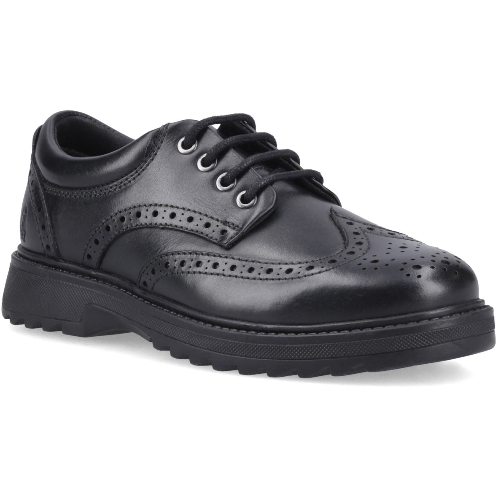 Hush Puppies Romeo Leather Boy's Black Brogues