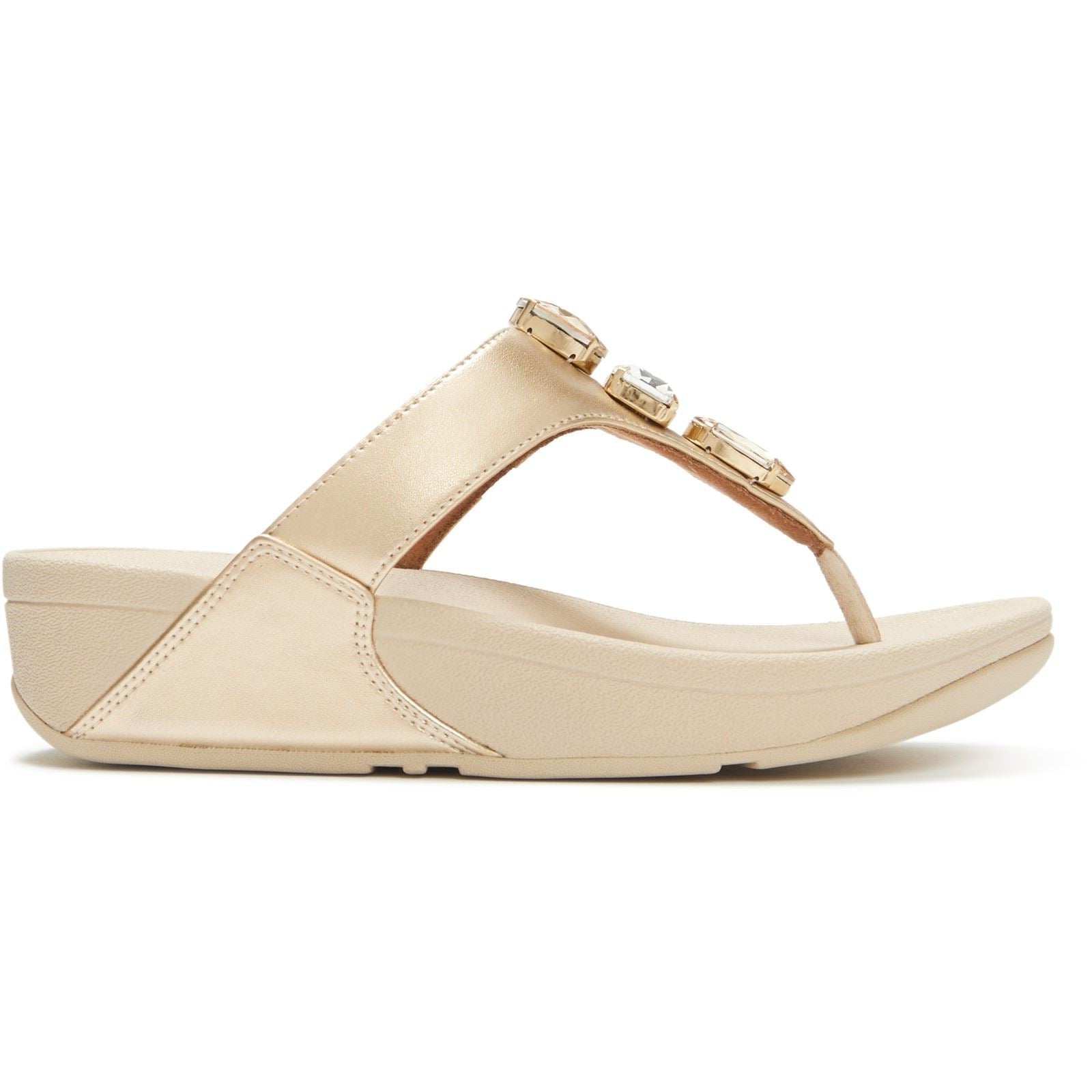 Fitflop Lulu Ultra-Jewel Toe-Post Polyurethane Women's Platino Sandals