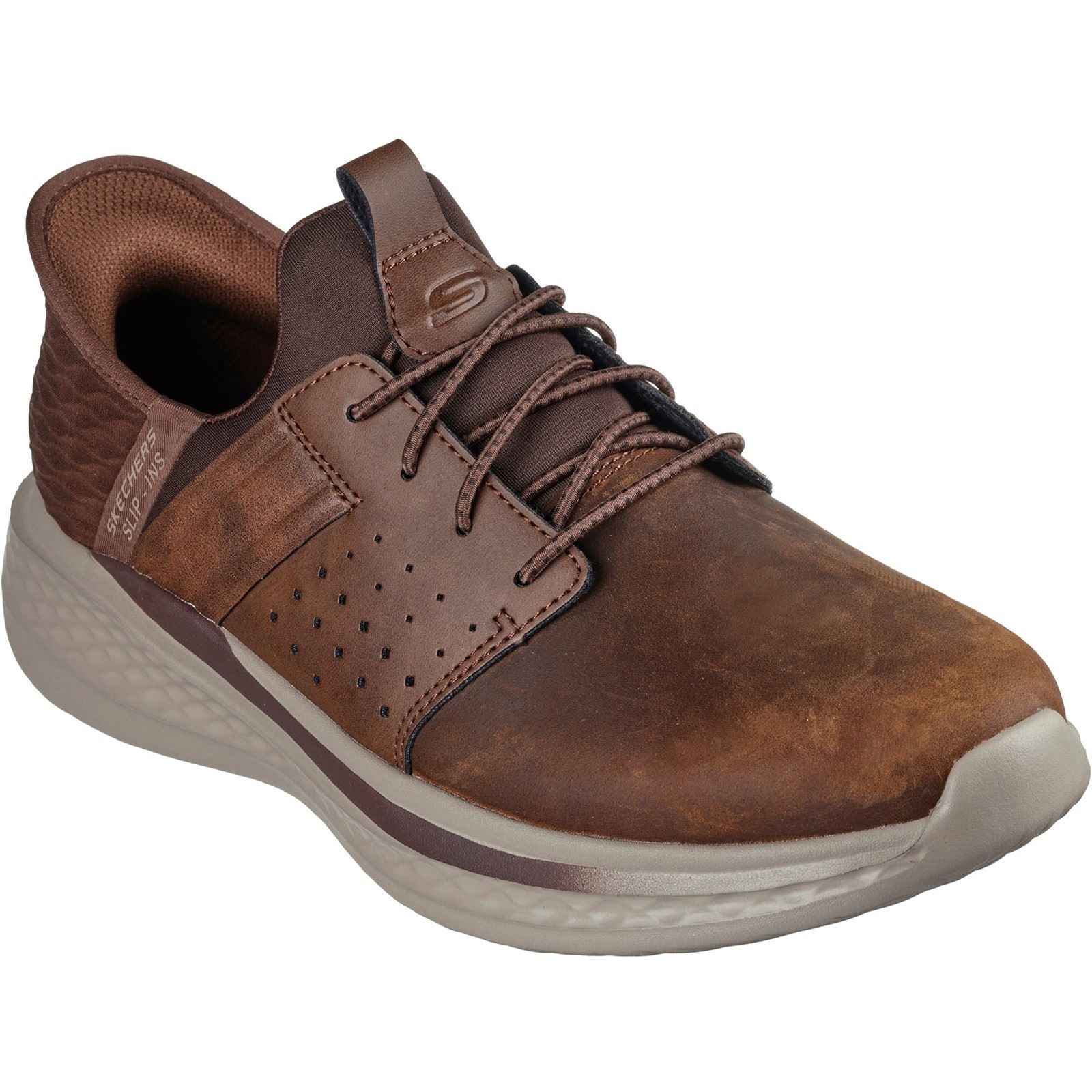 Skechers Slade Zachary Textile Men's Dark Brown Wide Fit Lace-Up Shoes