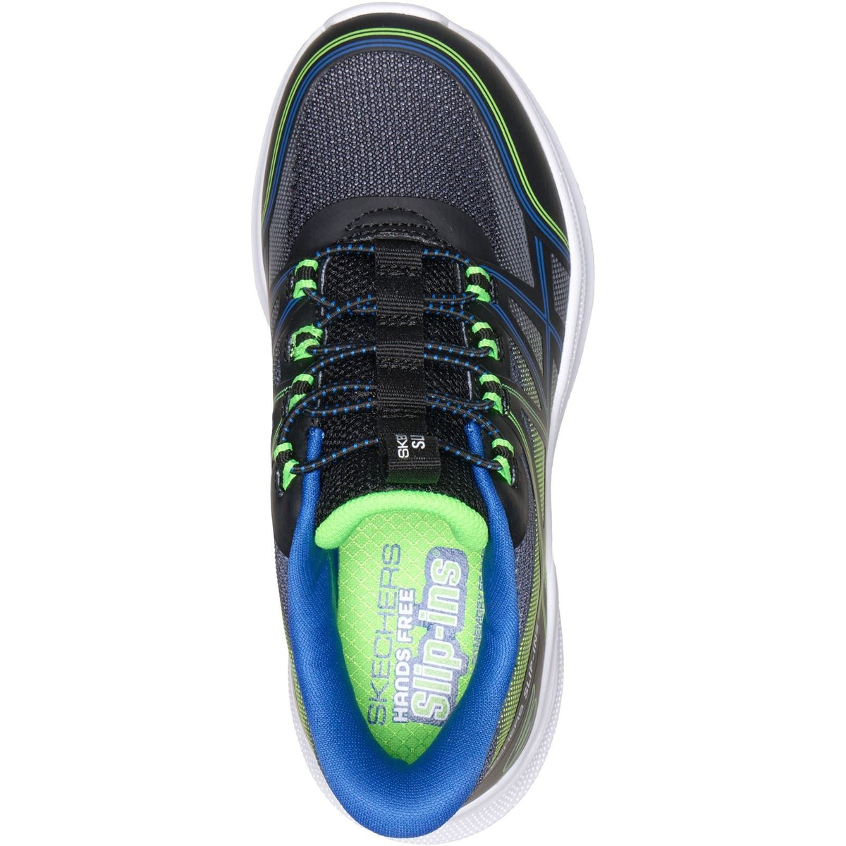 Skechers Microspec Velocity Grid-Shift Boy's Black/Blue & Lime Trainers