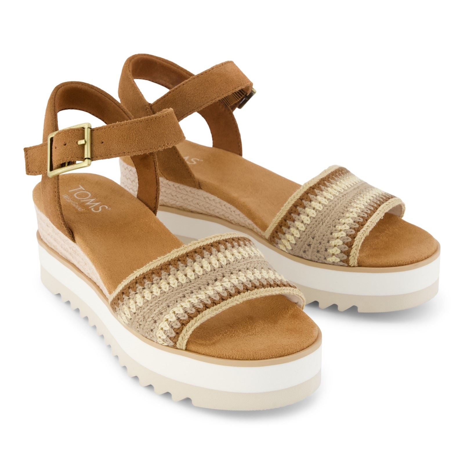 TOMS Diana Wedge Leather Women's Dark Beige Sandals