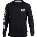 Caterpillar Trademark Banner Long Sleeve Cotton Men's Black T-Shirt