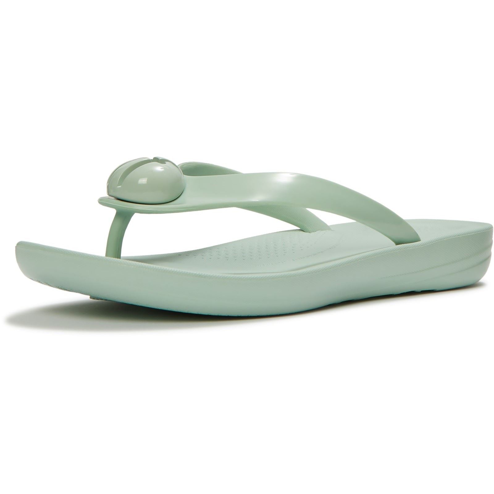 Fitflop iQushion Glossy-Button Polyurethane Women's Mint Whisper Flip Flops