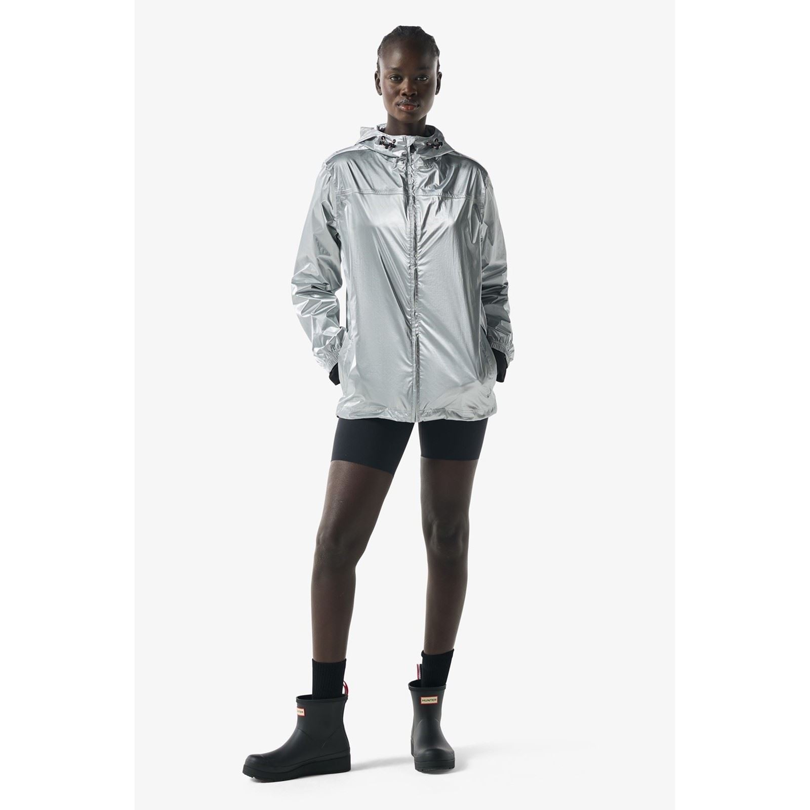 Hunter Hunter Packable Unisex Adults Silver Rain Jacket