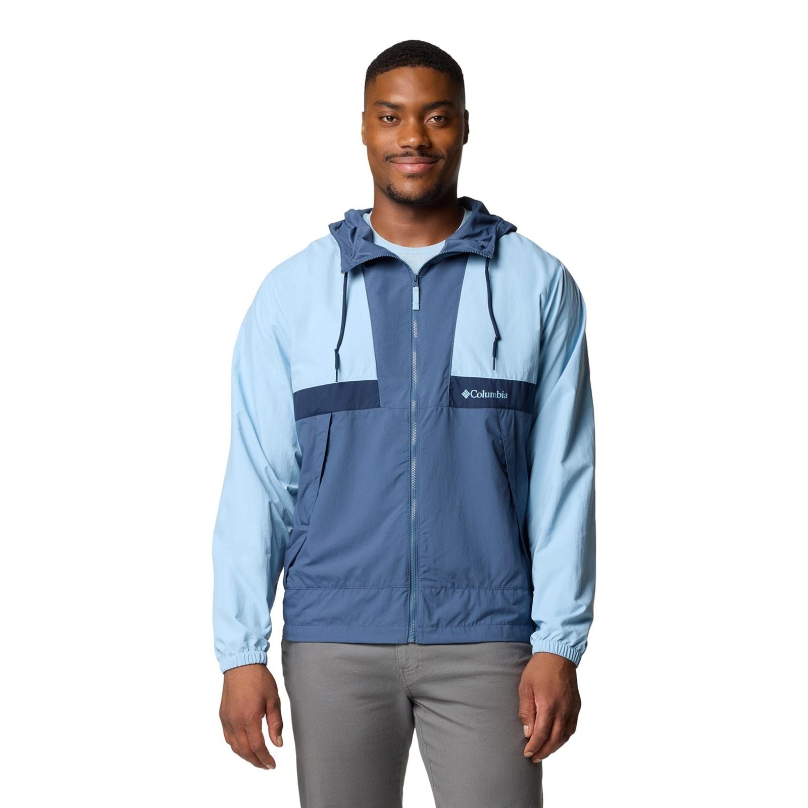 Columbia Spire Valley Hooded Windbreaker Men's Blue Windbreaker Jackets
