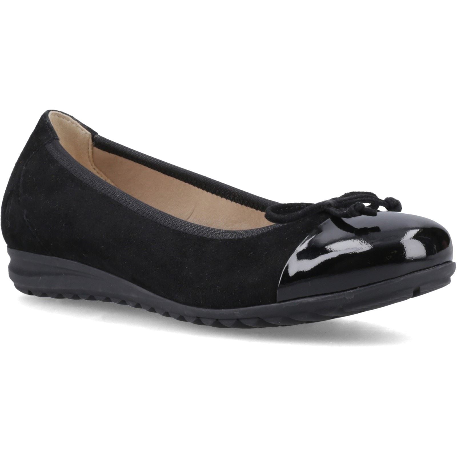 Hush Puppies Laurie Toe Cap Leather Women's Black Standard Flats