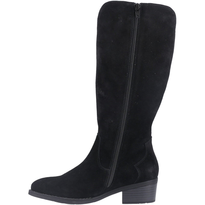 Hush Puppies Isabella Suede Women's Black Heeled Knee High Boots