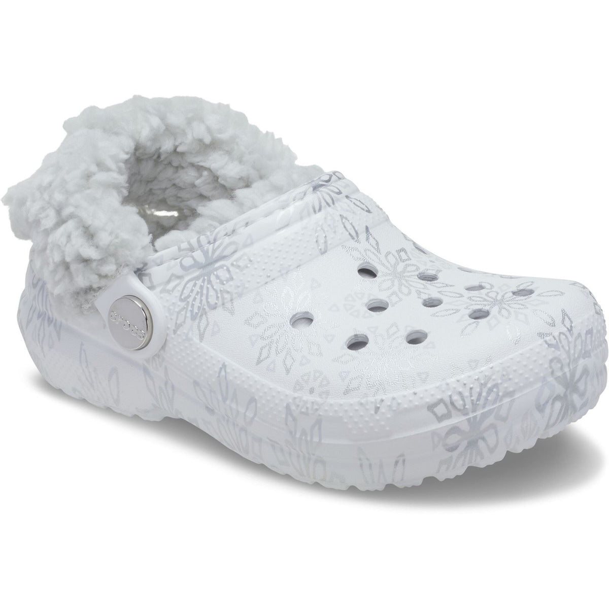 Crocs Classic Fleece Lined Kid Girl's Snow White Casual Shoes - Clogs