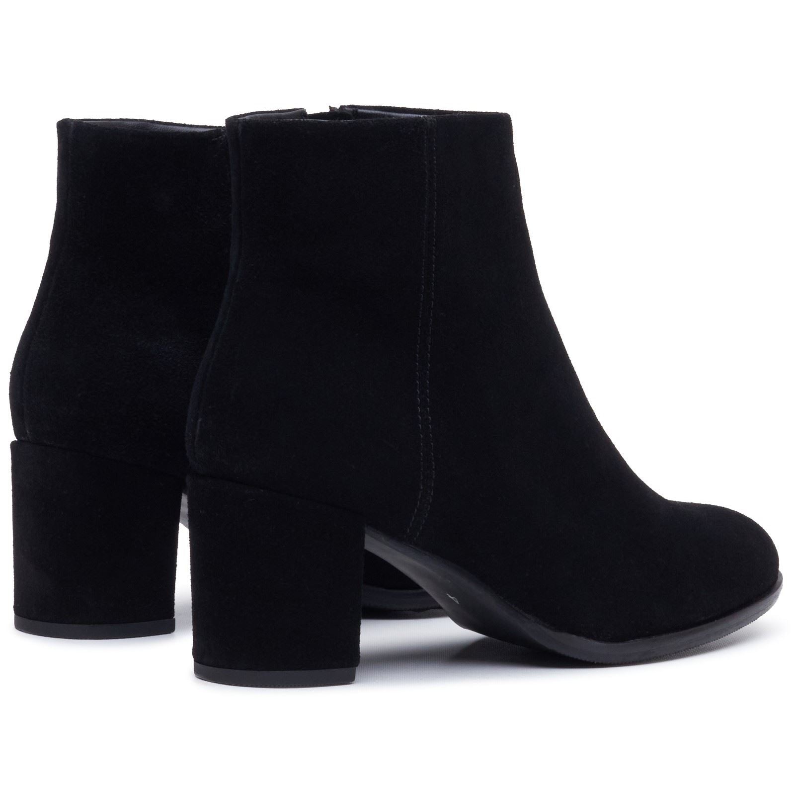 Hush Puppies Claridy Suede Leather Women's Black Heeled Ankle Boots