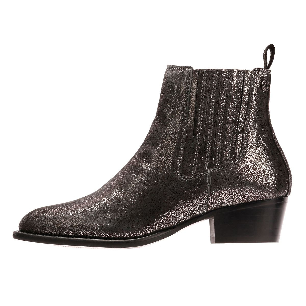Osprey London The Janey Leather Women's Gunmetal Ankle Boots
