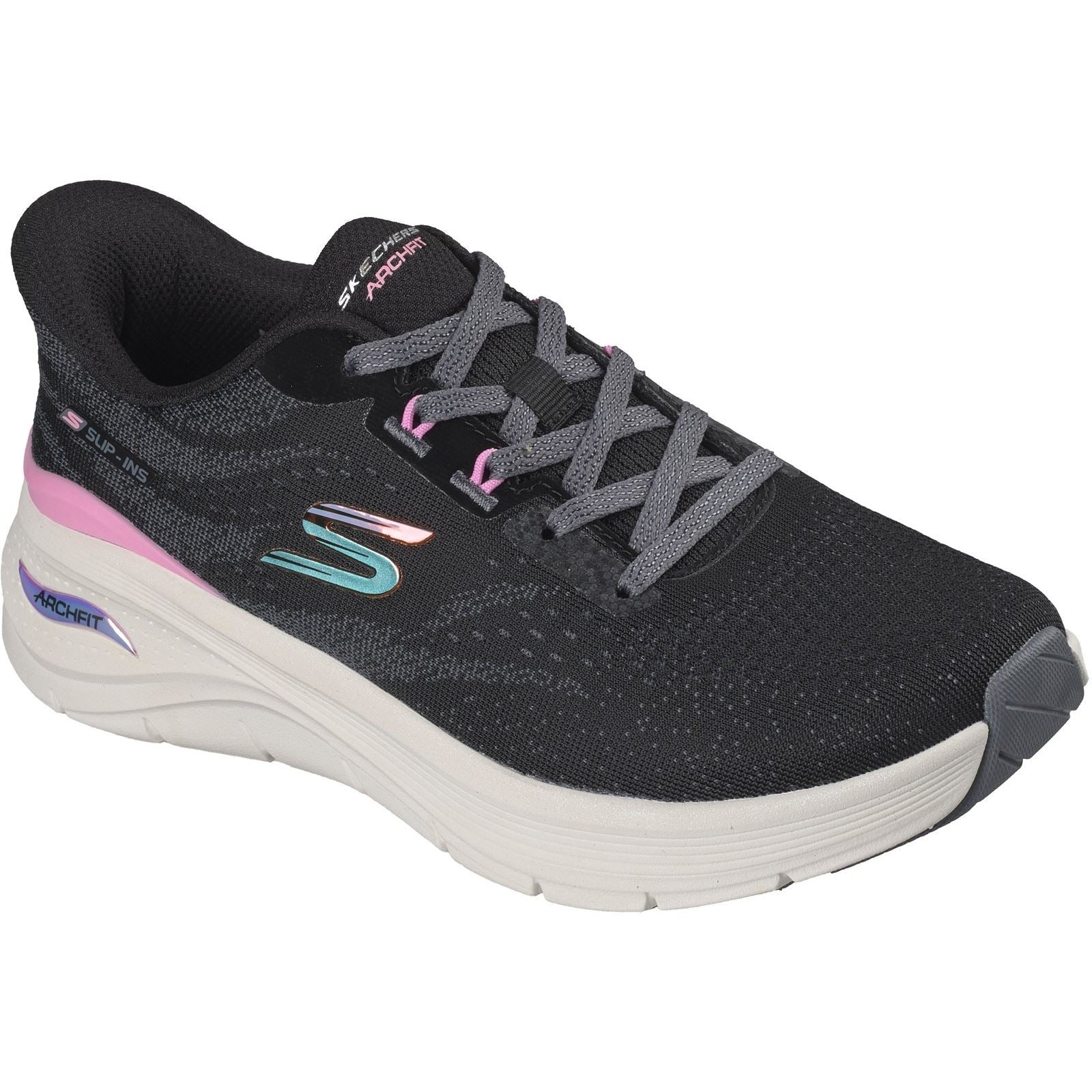 Skechers Arch Fit 3.0 Textile Women's Black Mesh/Multi Trim Trainers