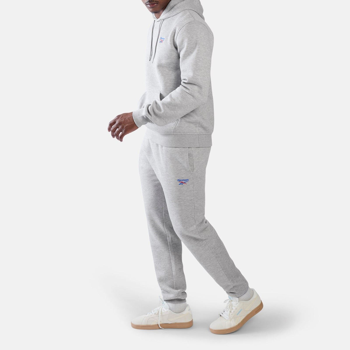 Reebok ID 2-Col Logo Hoodie Cotton Men's Grey Hooded Sweatshirt