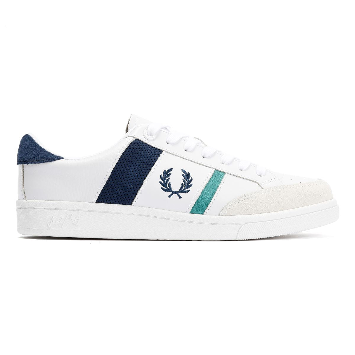 Fred Perry B725 Leather Suede Men's White/Navy/Mint Trainers