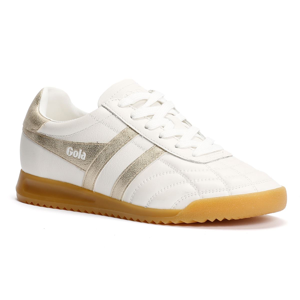 Gola Stadium Leather Women's White/Gold Trainers