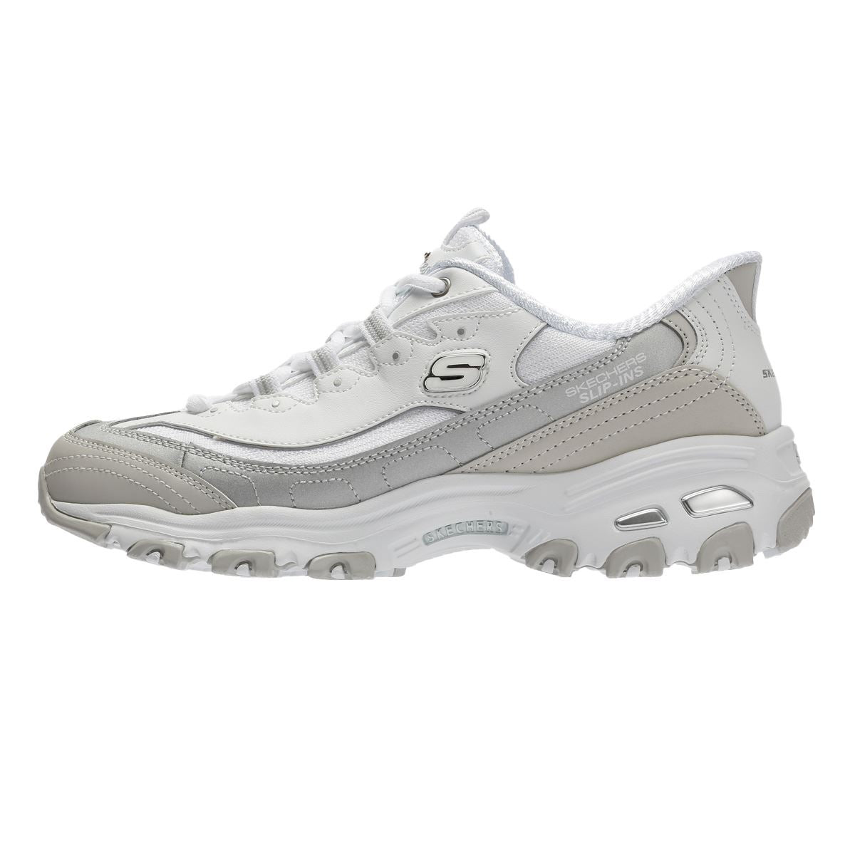 Skechers Slip-Ins D'Lites Smooth Women's Silver/White Trainers