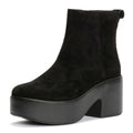 FitFlop Platfforms Heeled Suede Women's Black Ankle Boots