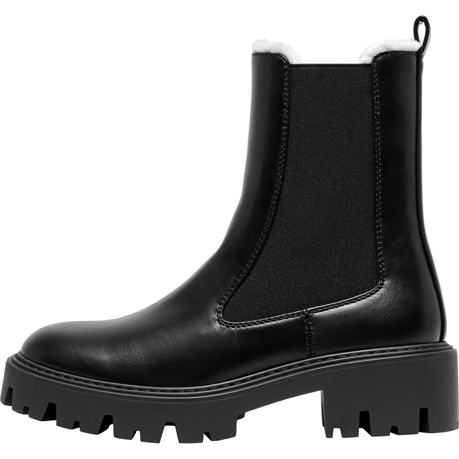 ONLY BETTY-9 WARM LINED Polyurethane Women's Black Heeled Ankle Boots