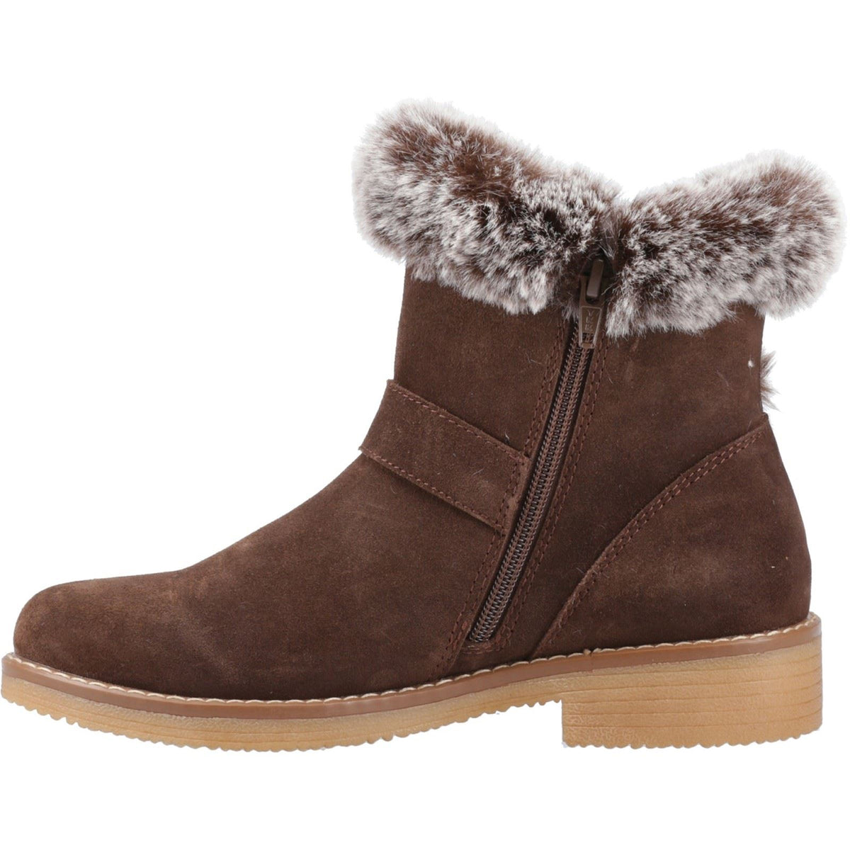 Hush Puppies Hannah Suede Women's Chocolate Wide Fit Winter Ankle Boots