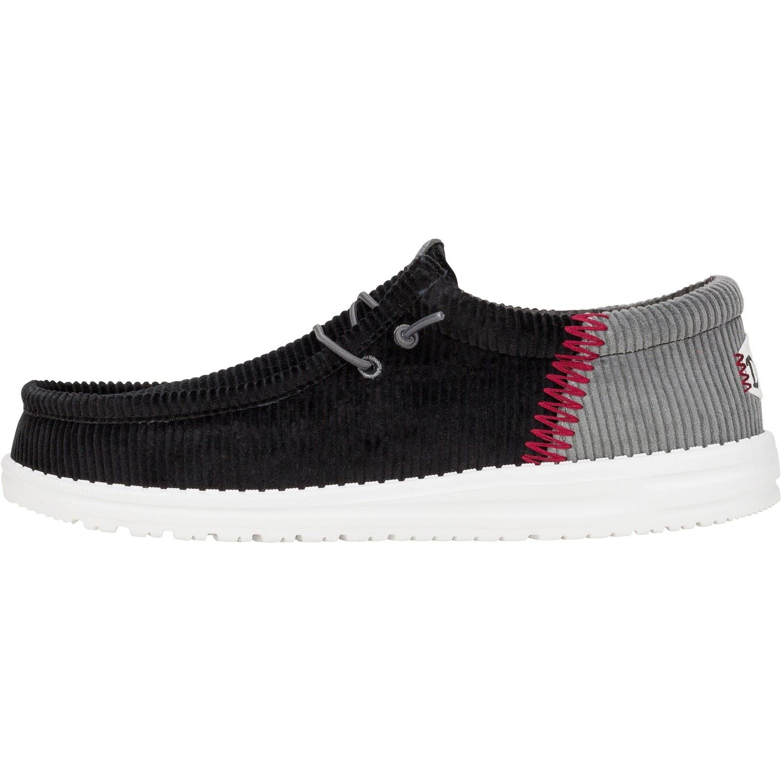 HEYDUDE Wally Funk Corduroy Textile Men's Black Boat Shoes