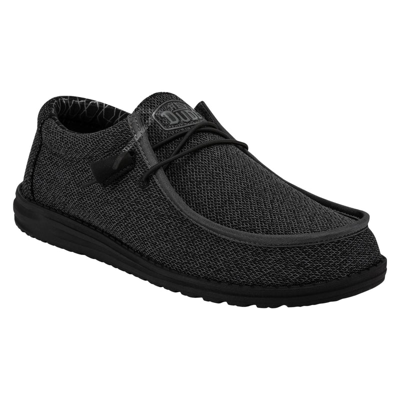 HEYDUDE Wally Sox Faux Suede Men's Micro Total Black Boat Shoes
