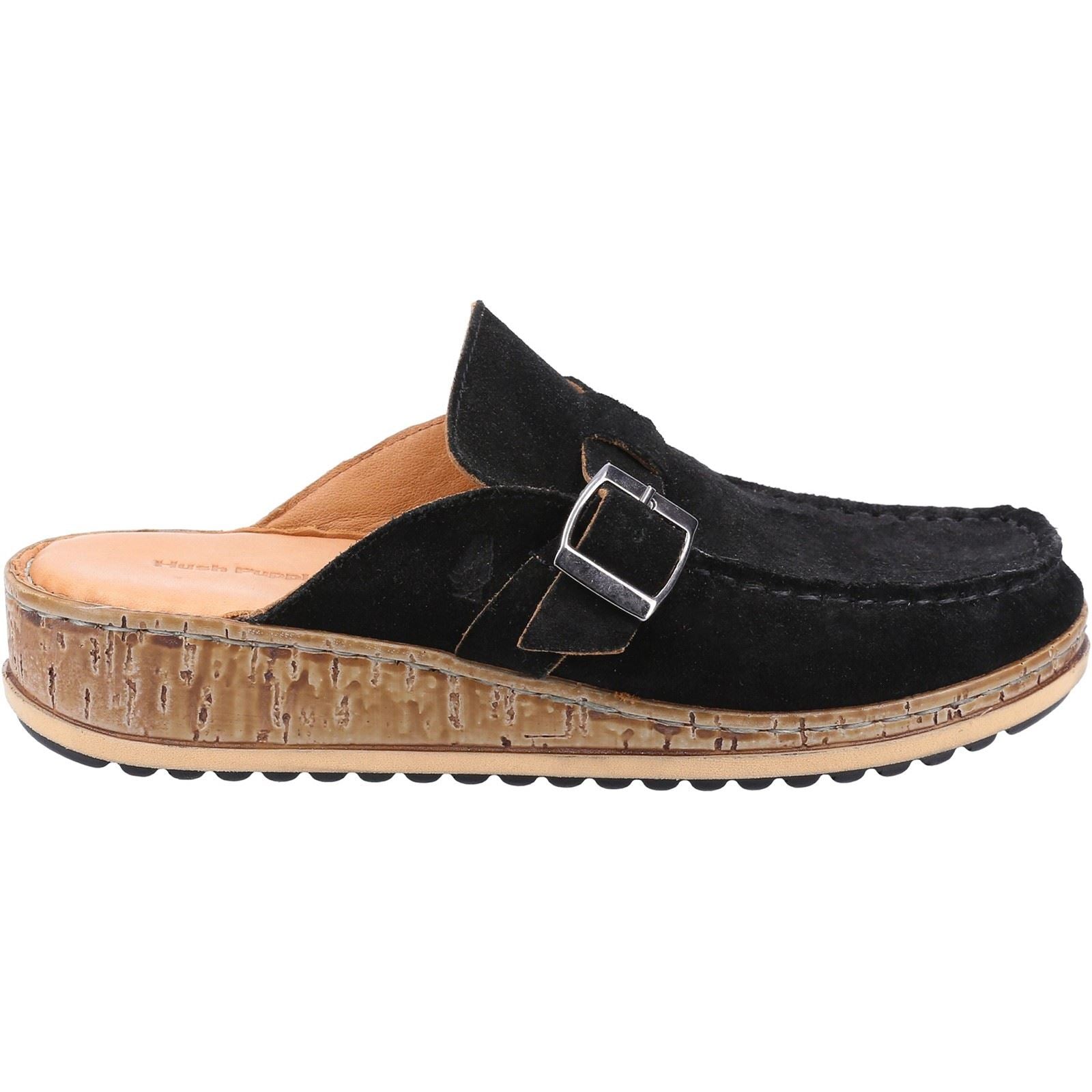 Hush Puppies Sorcha Mule Leather Women's Black Suede Sandals