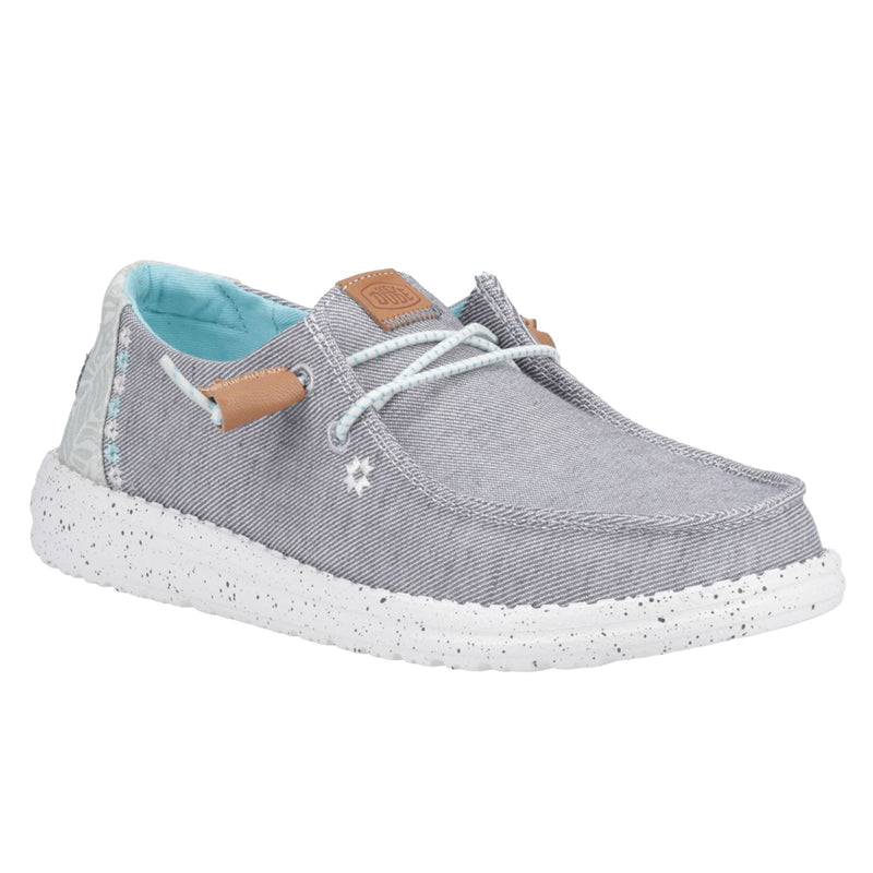 HEYDUDE Wendy Heathered Slub Tropical Linen/Lyocell/Cotton Women's Grey Loafers