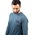 Caterpillar Trademark Banner Long Sleeve Cotton Men's Green T-Shirt
