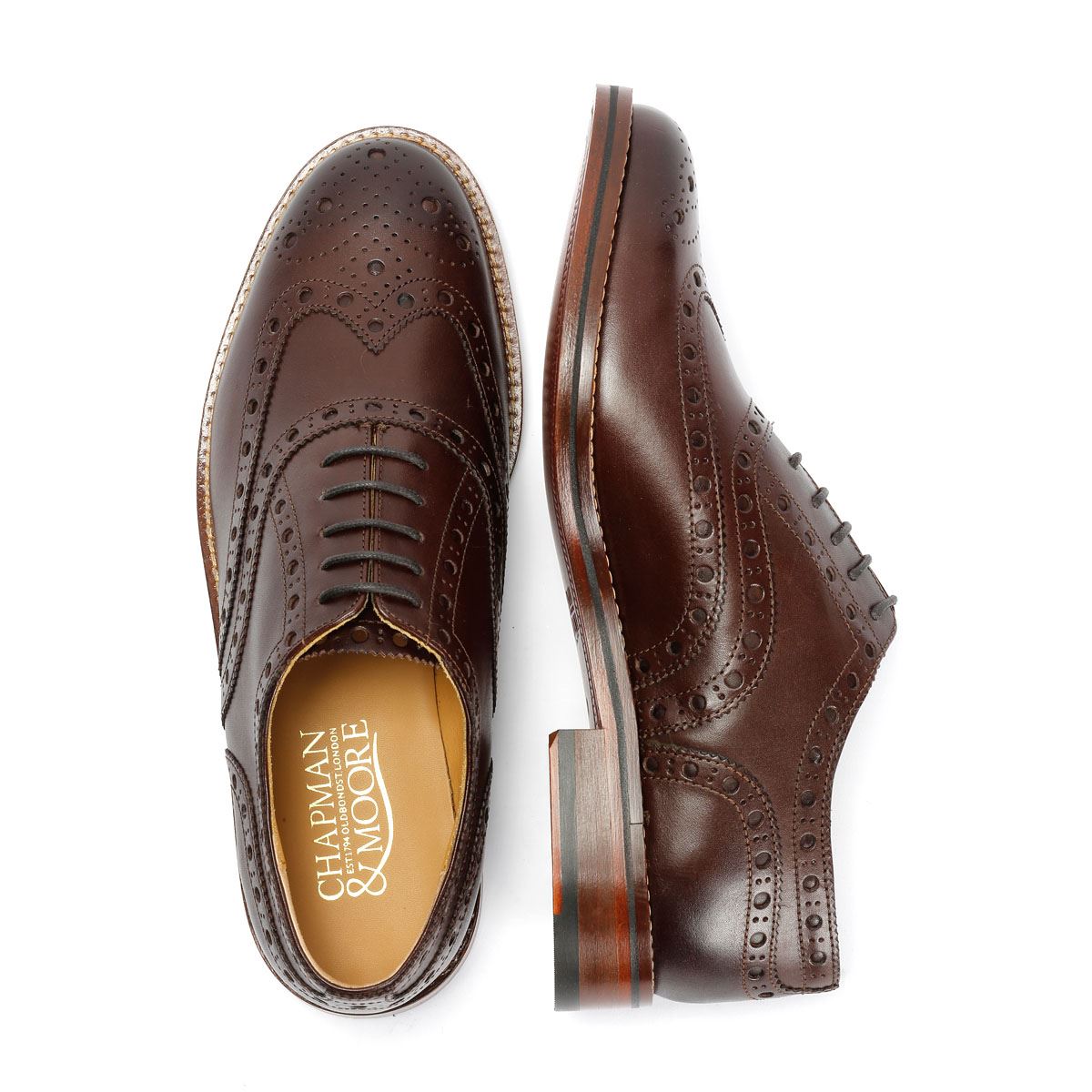 Chapman & Moore Oxford Brogue Leather Men's Mahogany Shoes