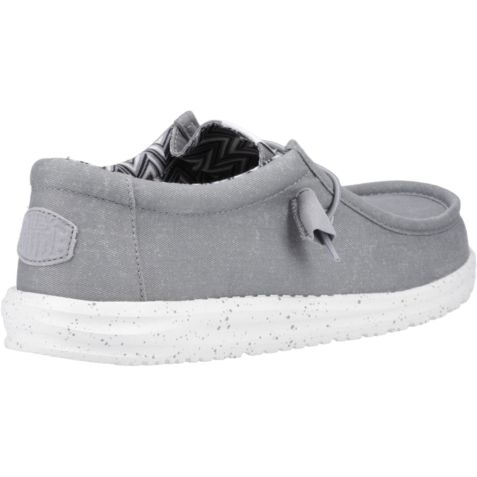HEYDUDE Wally Canvas 100% Cotton Men's Light Grey Boat Shoes