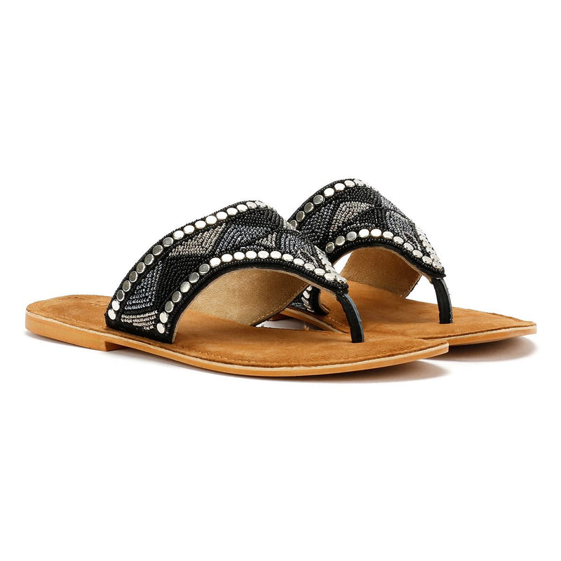 Tower London Toepost Women's Black Metallic Sandals